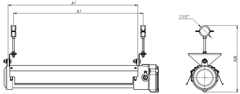 Пример монтажа взрывозащищенного люминесцентного светильника СГЛ03 на трубу