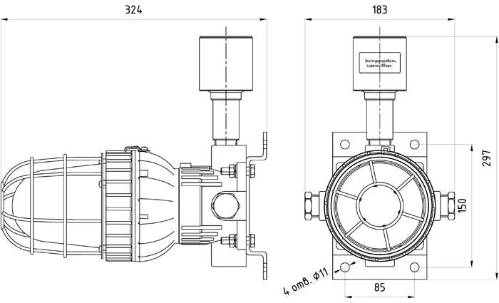 Взрывозащищенное светозвуковое устройство ПГСК01 (взрывозащищенная комбинированная сирена+маяк)